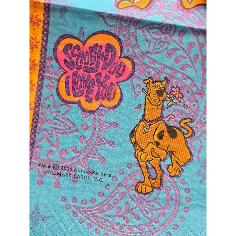 Hallmark Scooby-Doo Napkins Blue Vintage 2000 Party Express Paisley 20 Ct